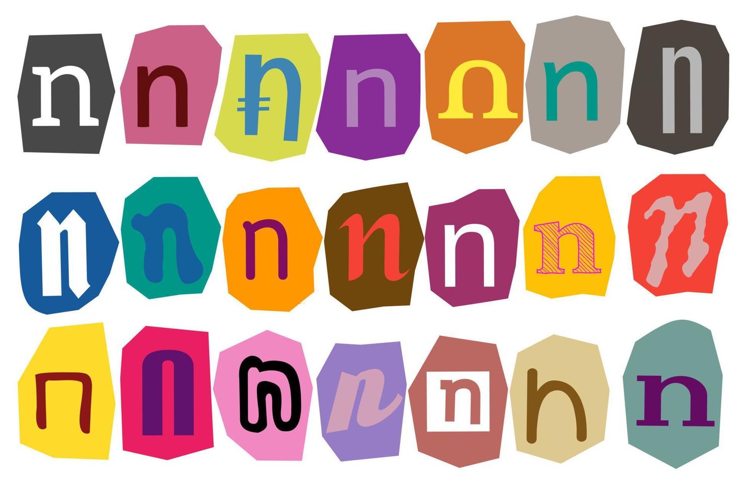 Alphabet n- vector cut newspaper and magazine letters, paper style ransom note letter