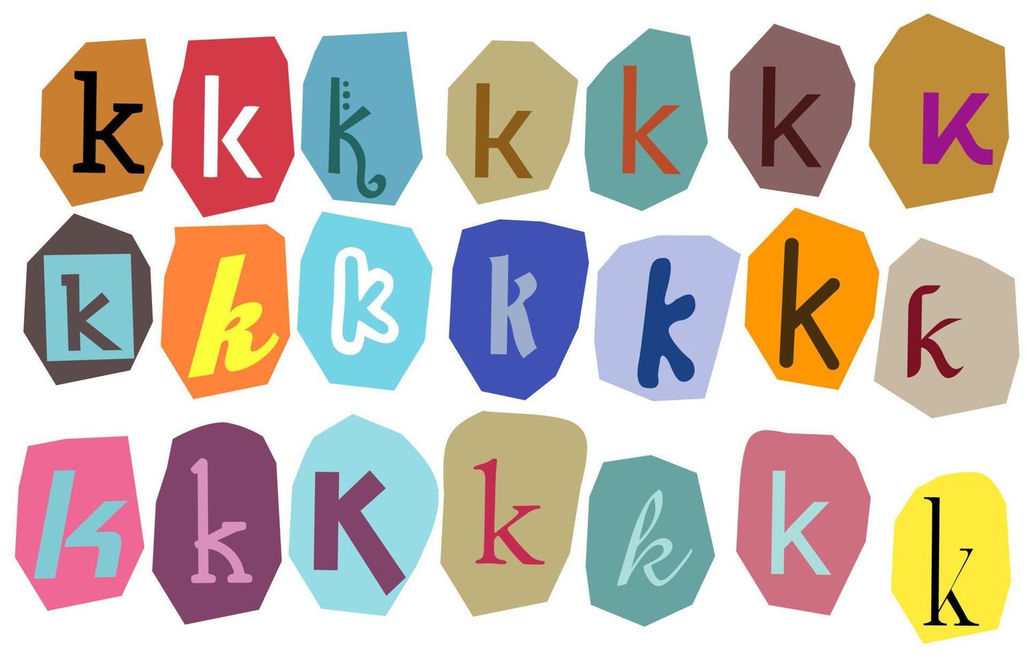 alfabeto k- vector cortar periódico y revista letras, papel estilo rescate Nota letra