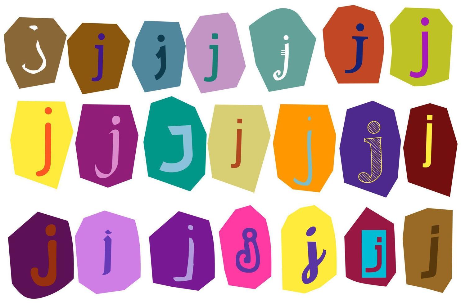Alphabet j- vector cut newspaper and magazine letters, paper style ransom note letter