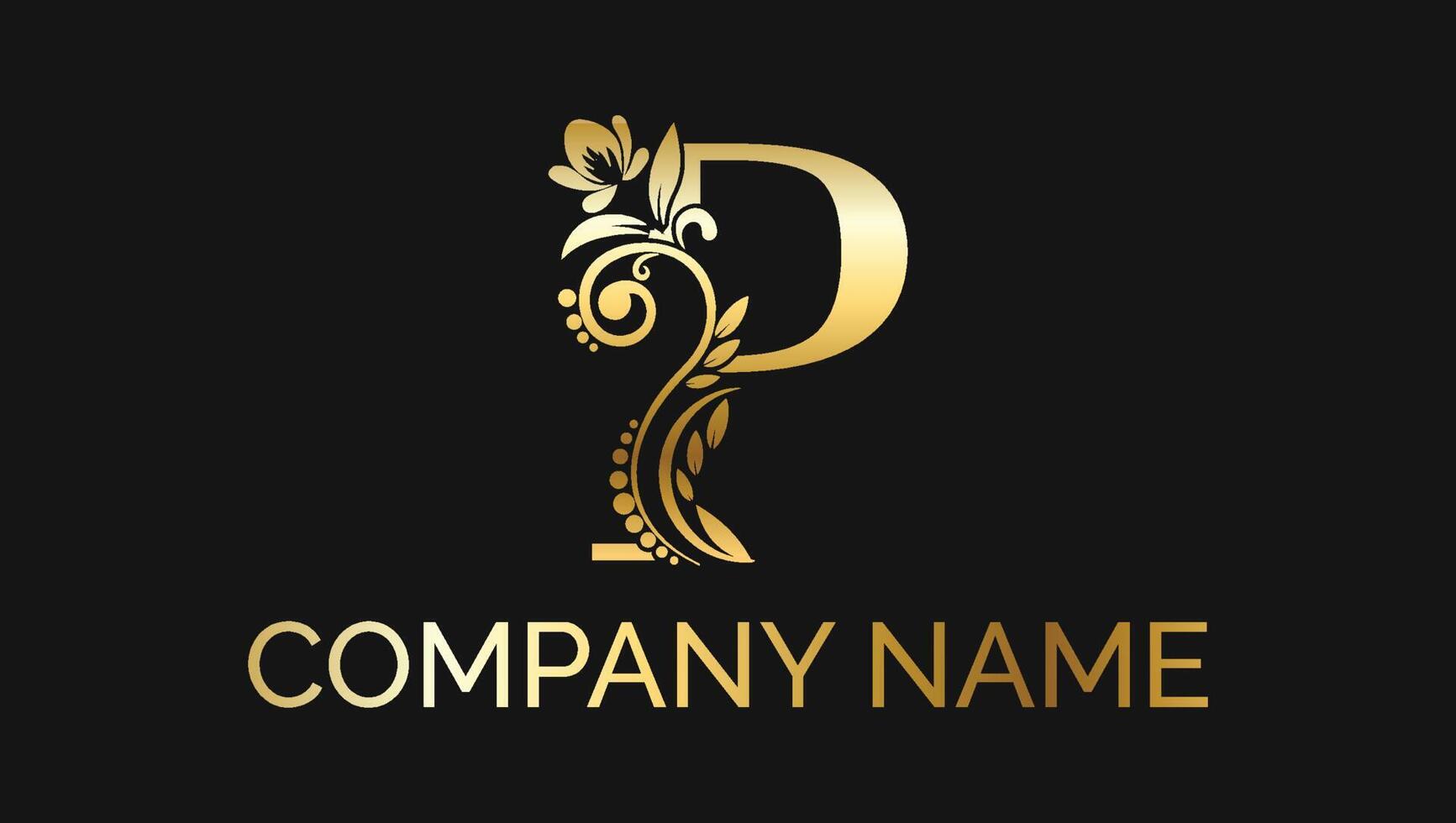 Letter P Luxury Decorative Alphabetic Golden ABC Monogram Logo vector