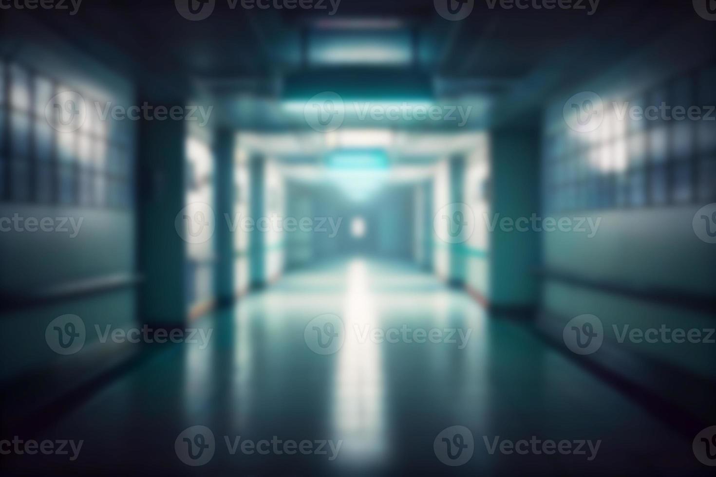 Blurred background of the hospital corridor. Medical poster. photo