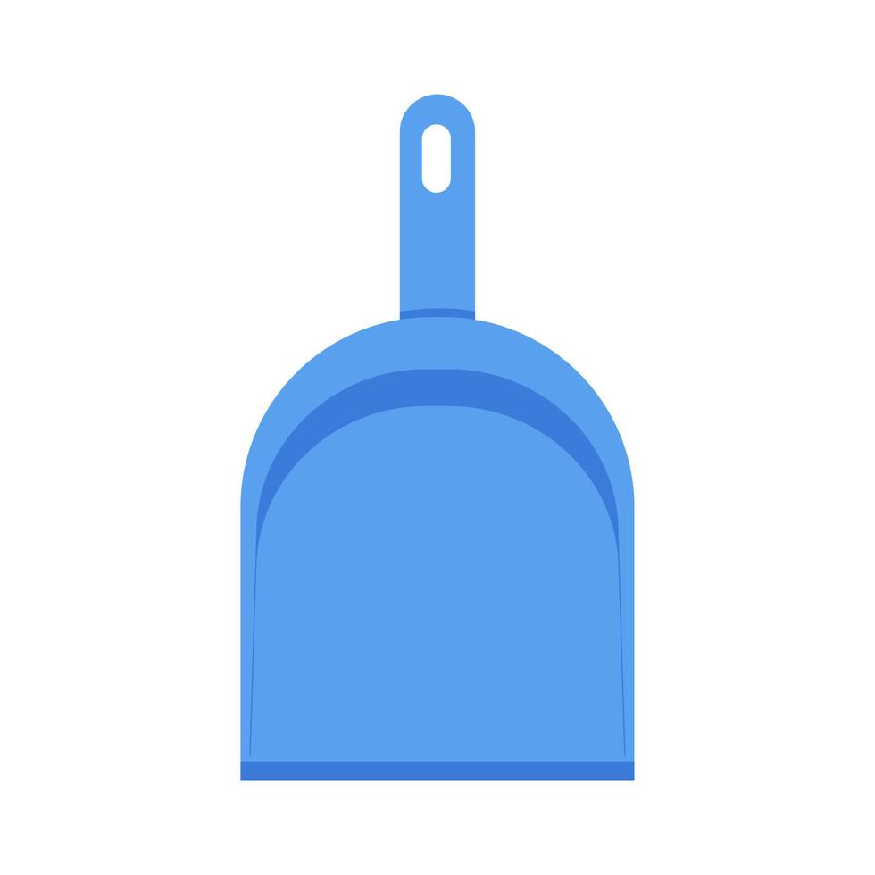 Blue dustpan. Equipment for cleaning. Household tools for work home, office, in garden. Cleaning service concept. Dust pan, cleaning scoop. Cleaning, hygiene. Vector illustration