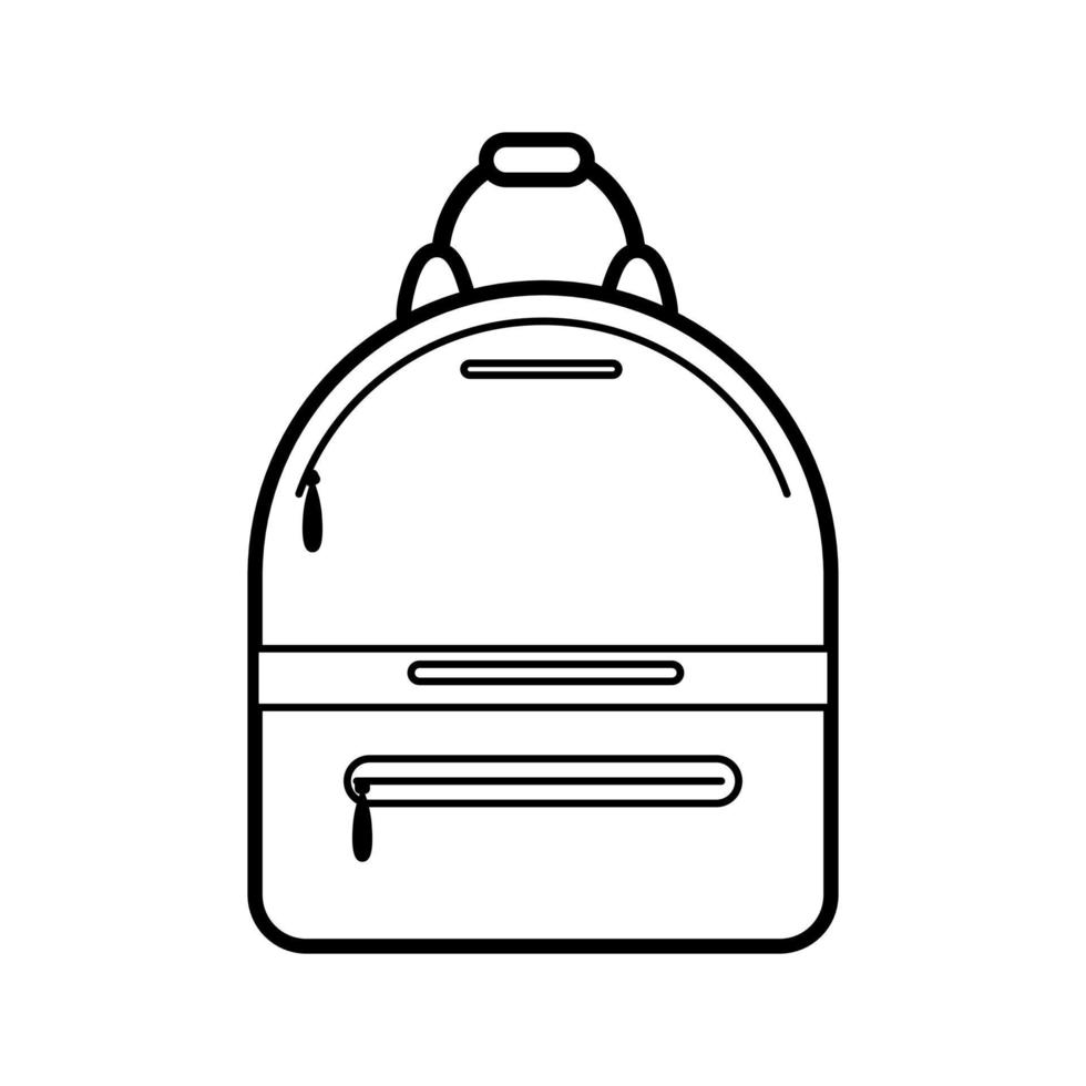 sencillo lineal De las mujeres mochila icono con cremallera bolsillo, aislado en blanco antecedentes. elegante De las mujeres accesorio para viajar, ciudad camina. logo para móvil aplicación, web diseño. vector ilustración