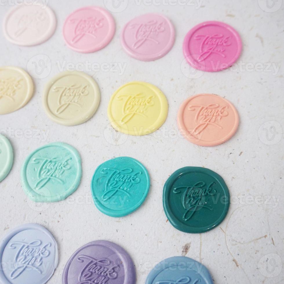 pretty wax coins for a vintage look for wedding or invitation decoration photo