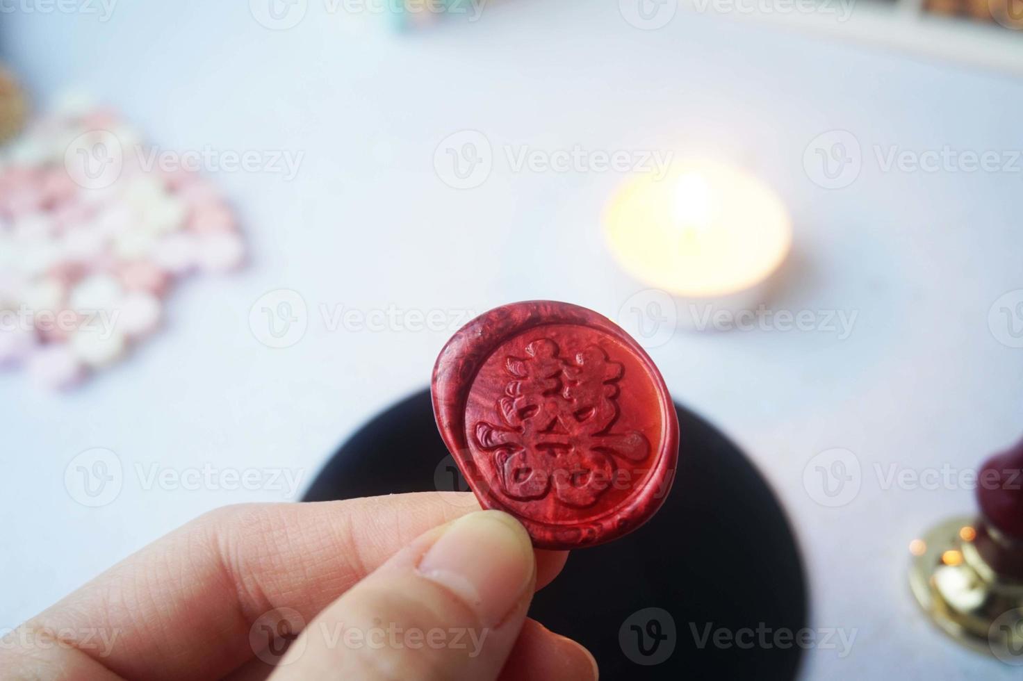 pretty wax coins for a vintage look for wedding or invitation decoration photo