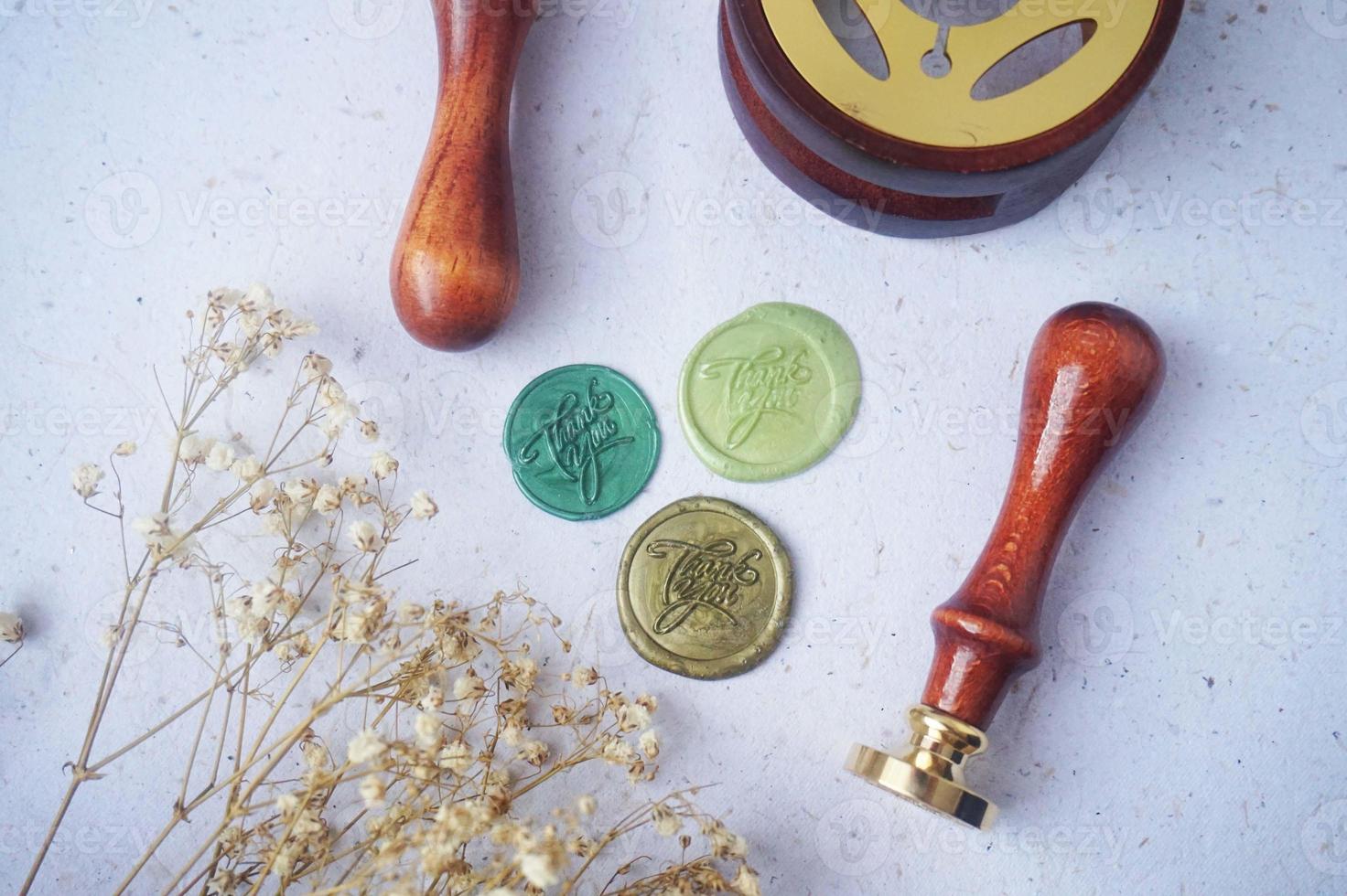 pretty wax coins for a vintage look for wedding or invitation decoration photo