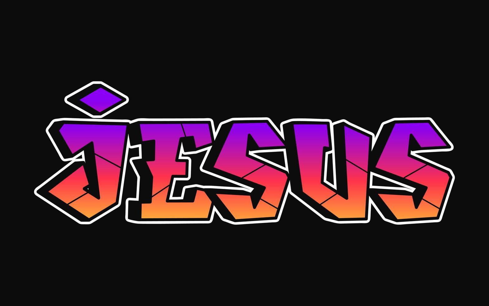 Jesus word trippy psychedelic graffiti style letters.Vector hand drawn doodle cartoon logo Jesus illustration. Funny cool trippy letters, fashion, graffiti style print for t-shirt, poster concept vector