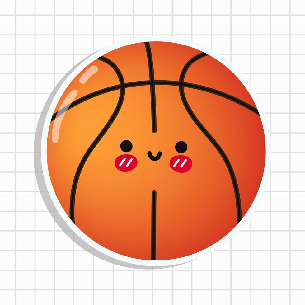 Cute funny basketball sticker.Vector hand drawn cartoon kawaii character illustration icon. Isolated on background. Basketball ball sticker haracter concept vector