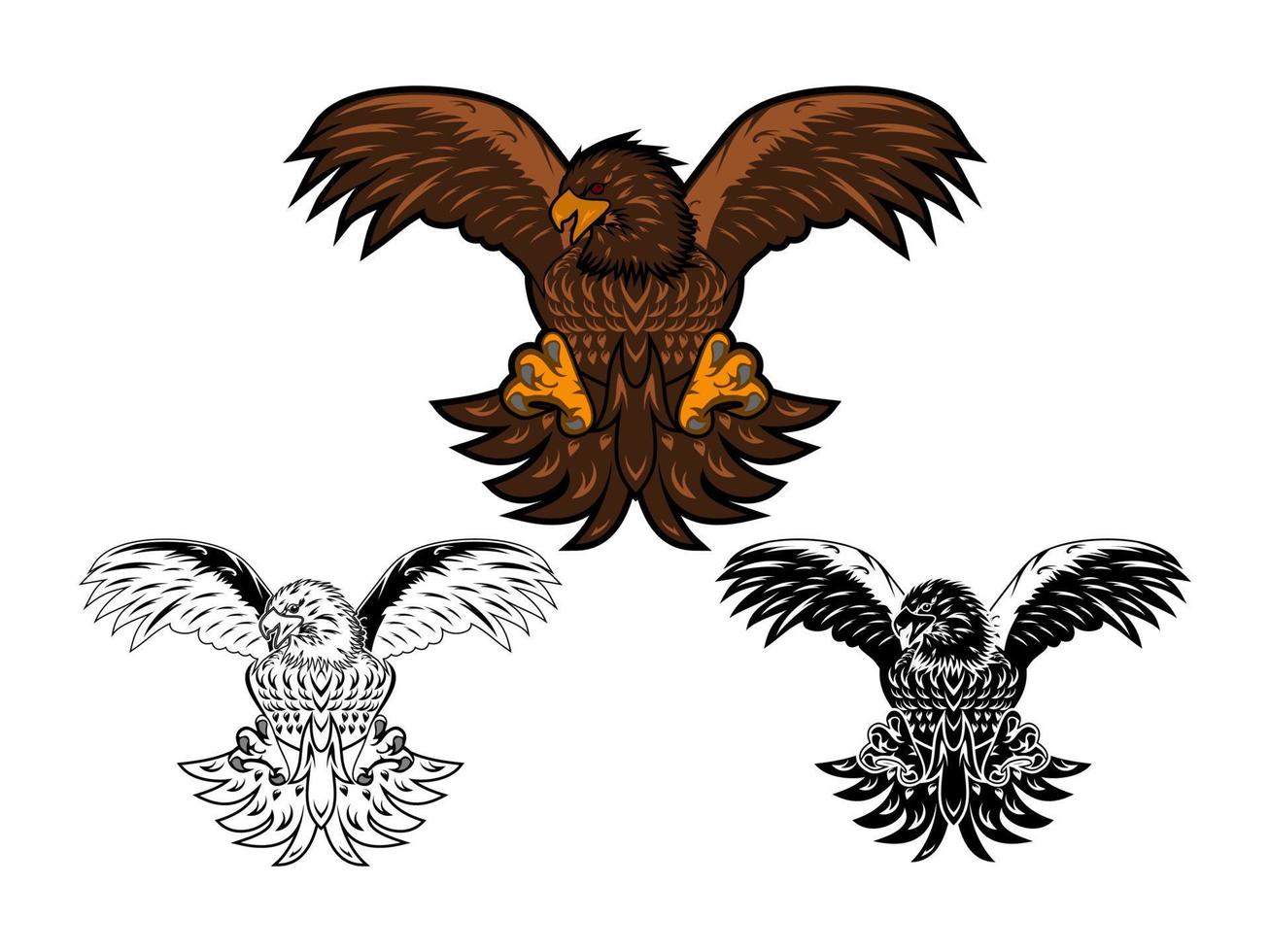 set Eagle isolated on white. This vector illustration can be used as a print on t-shirts, tattoo element or other uses