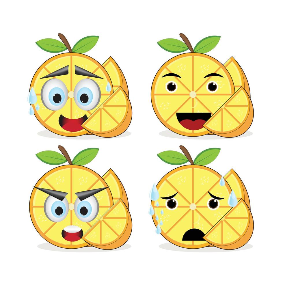 naranja emoticon y ilustración en blanco antecedentes vector