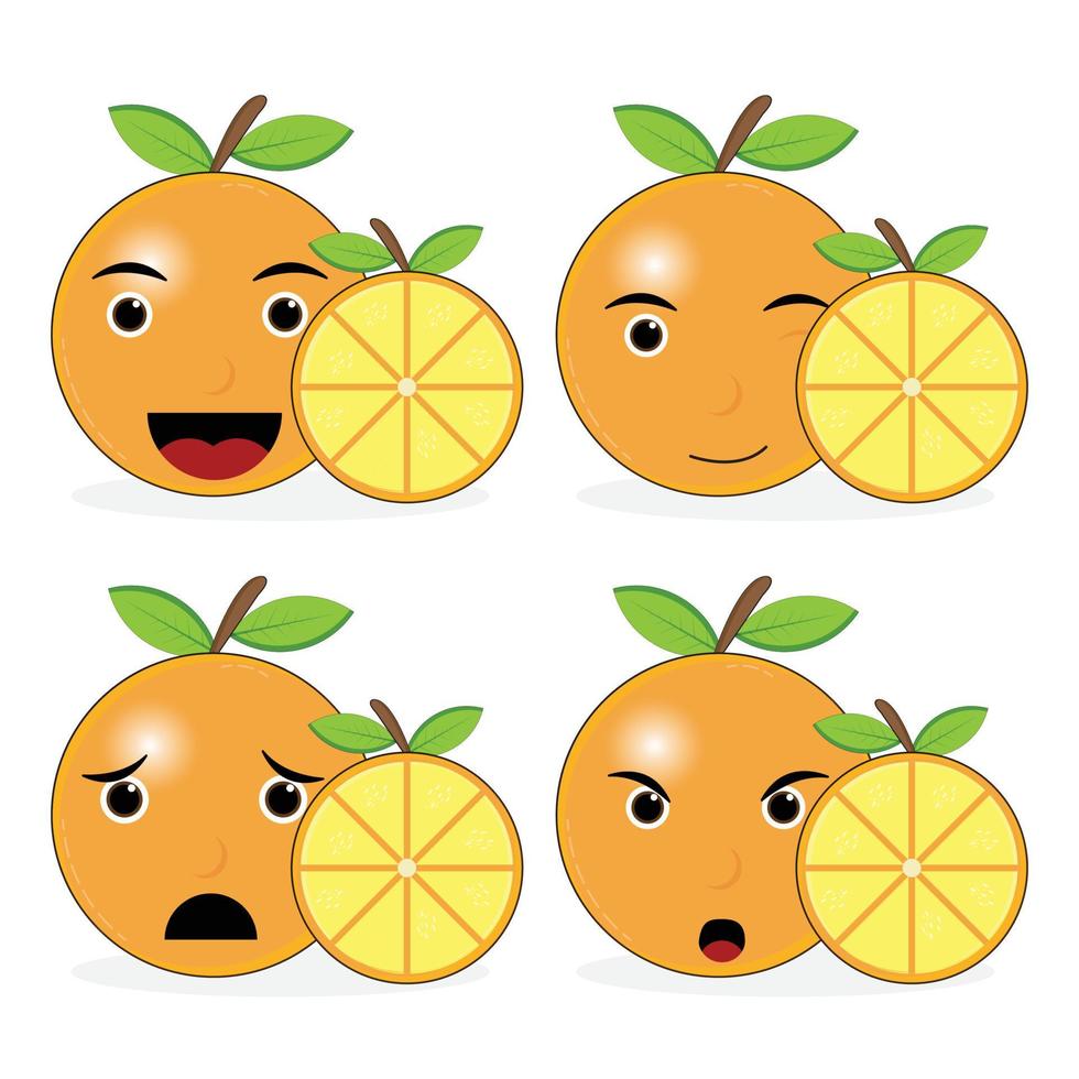 naranja emoticon y ilustración en blanco antecedentes vector