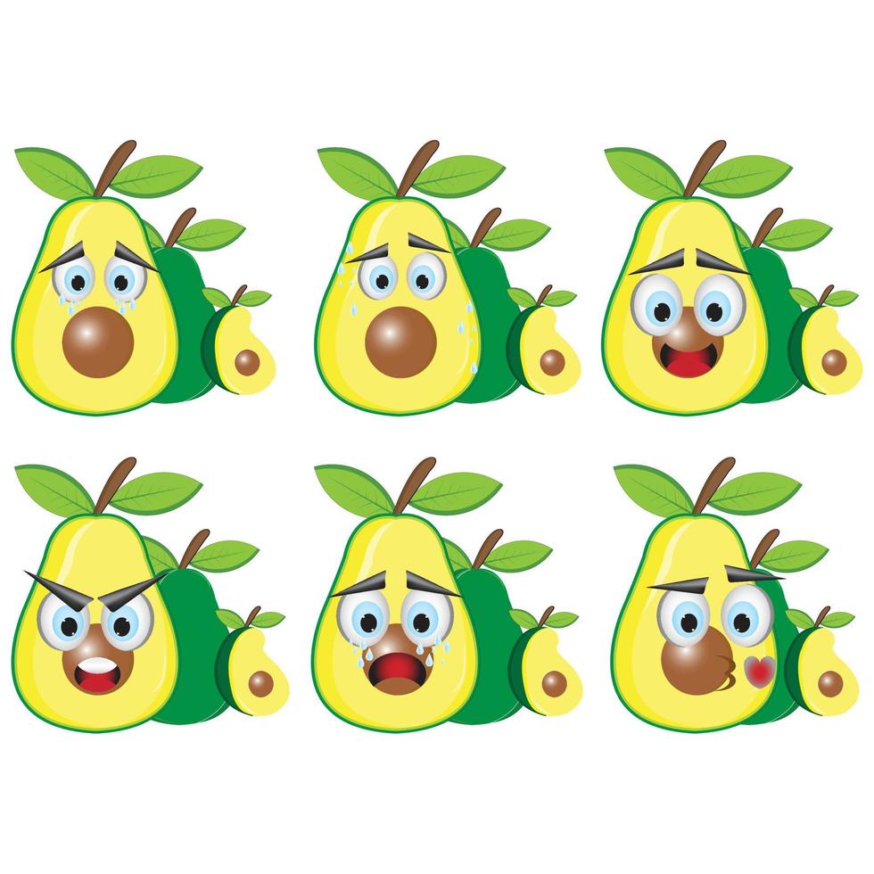 vector emoji and ilustration avocado on white background