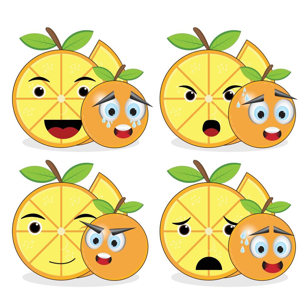 naranja emoticon y ilustración en blanco antecedentes vector