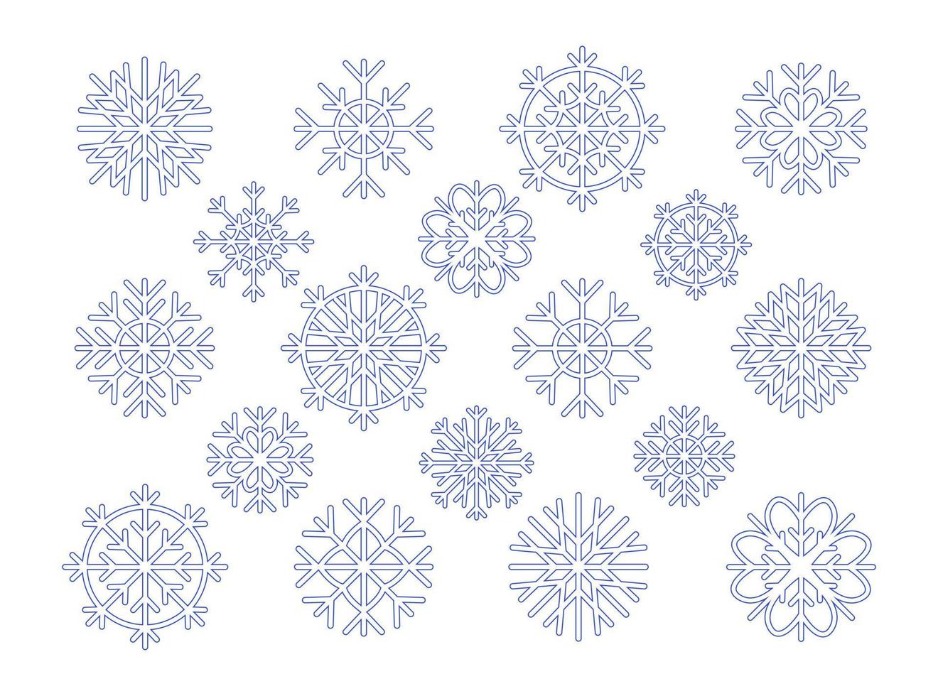 set of vector snowflakes isolated on white background
