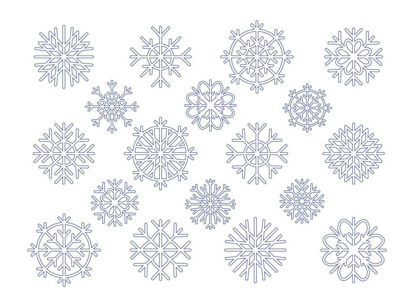 set of vector snowflakes isolated on white background