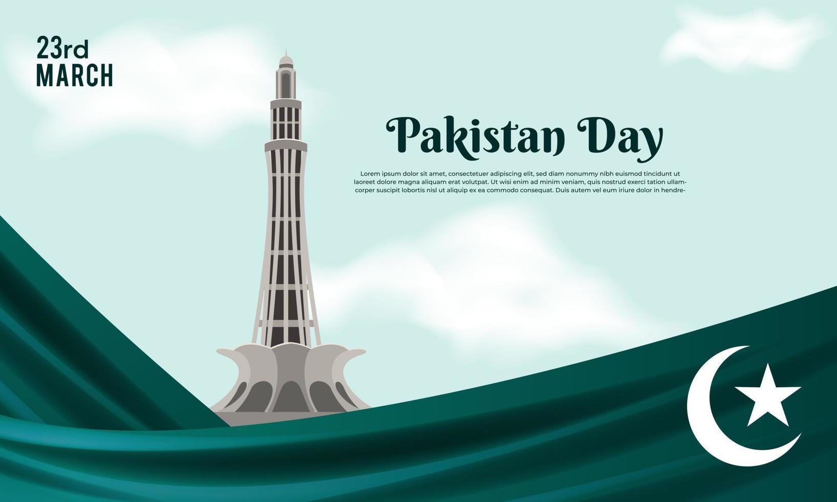 Happy pakistan day March 23 background for greeting card, poster and banner vector illustration