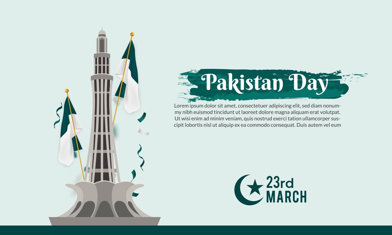 Happy pakistan day March 23 background for greeting card, poster and banner vector illustration