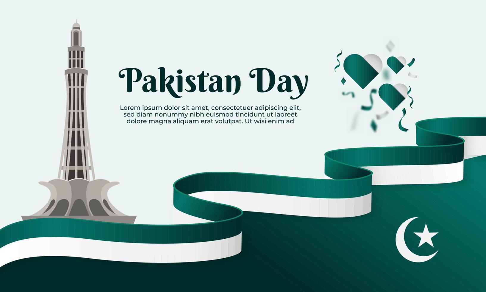 Happy pakistan day March 23 background for greeting card, poster and banner vector illustration