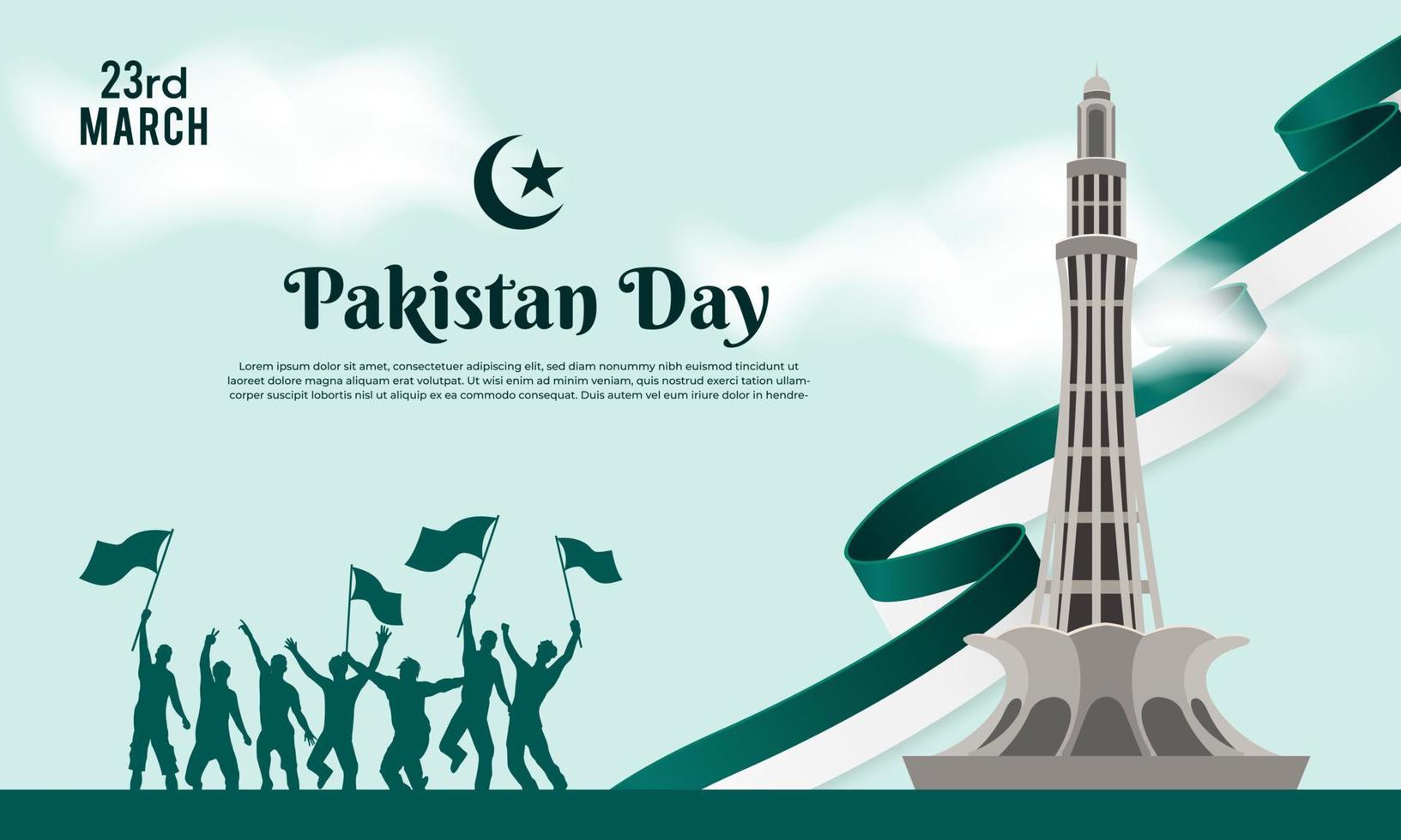 Happy pakistan day March 23 background for greeting card, poster and banner vector illustration