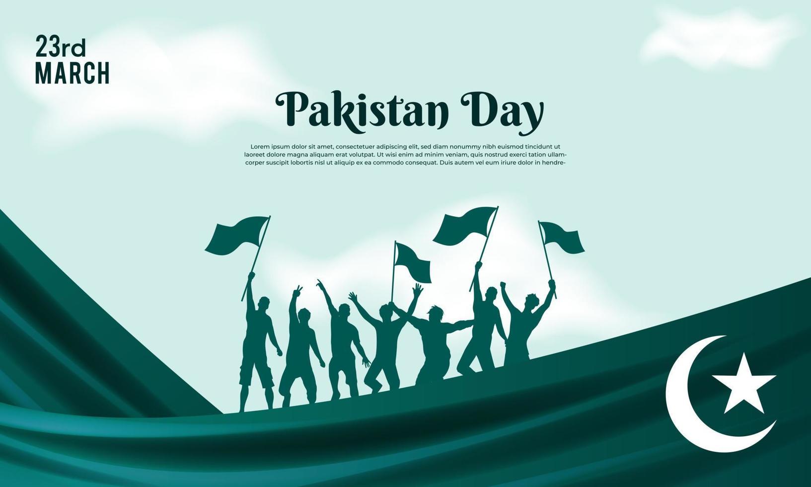 Happy pakistan day March 23 background for greeting card, poster and banner vector illustration