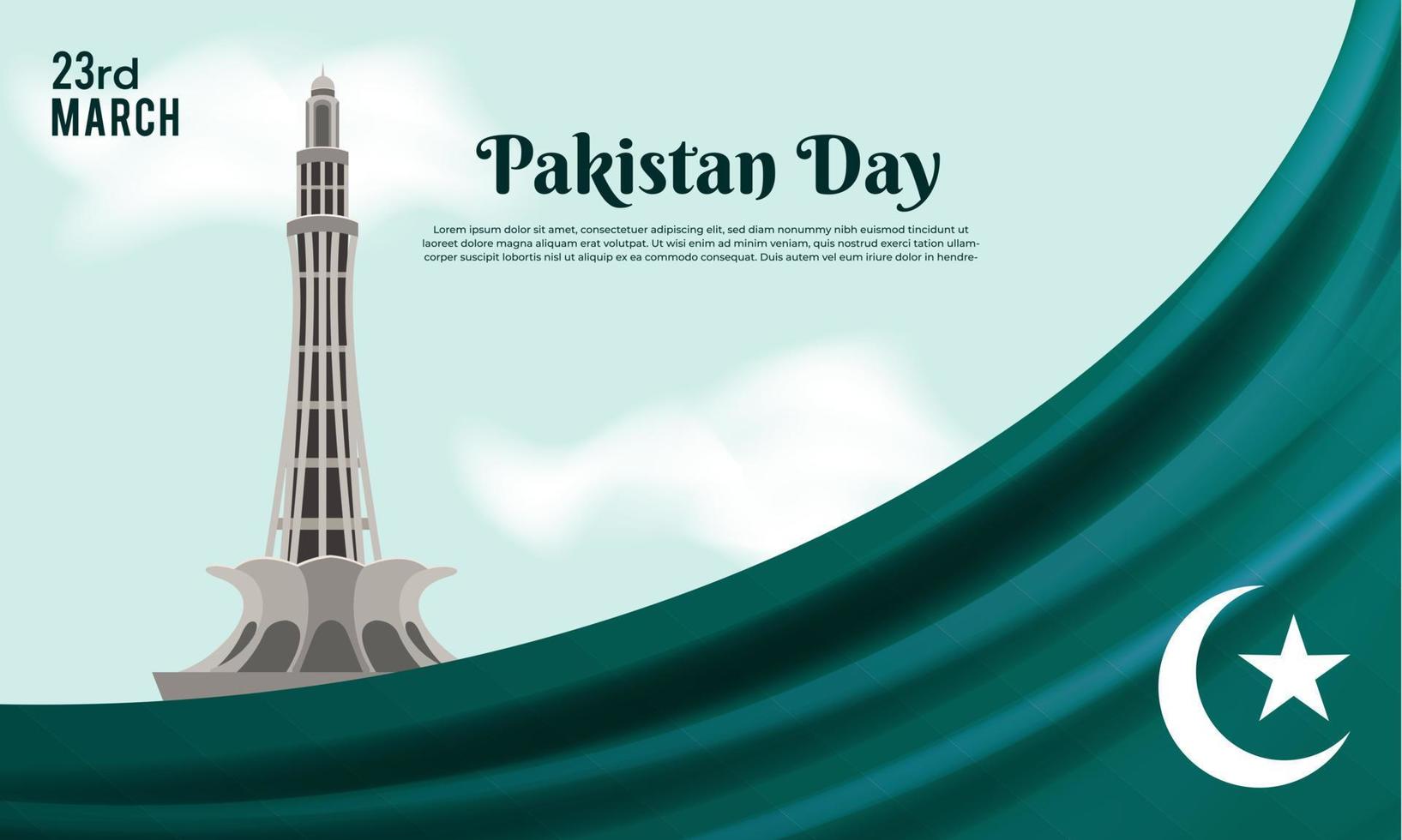 Happy pakistan day March 23 background for greeting card, poster and banner vector illustration