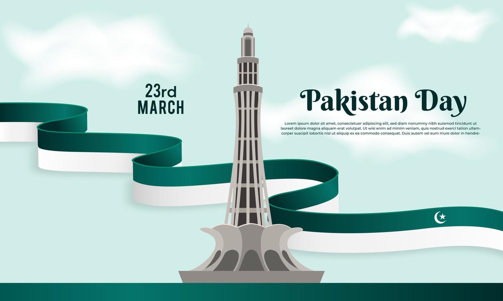 Happy pakistan day March 23 background for greeting card, poster and banner vector illustration