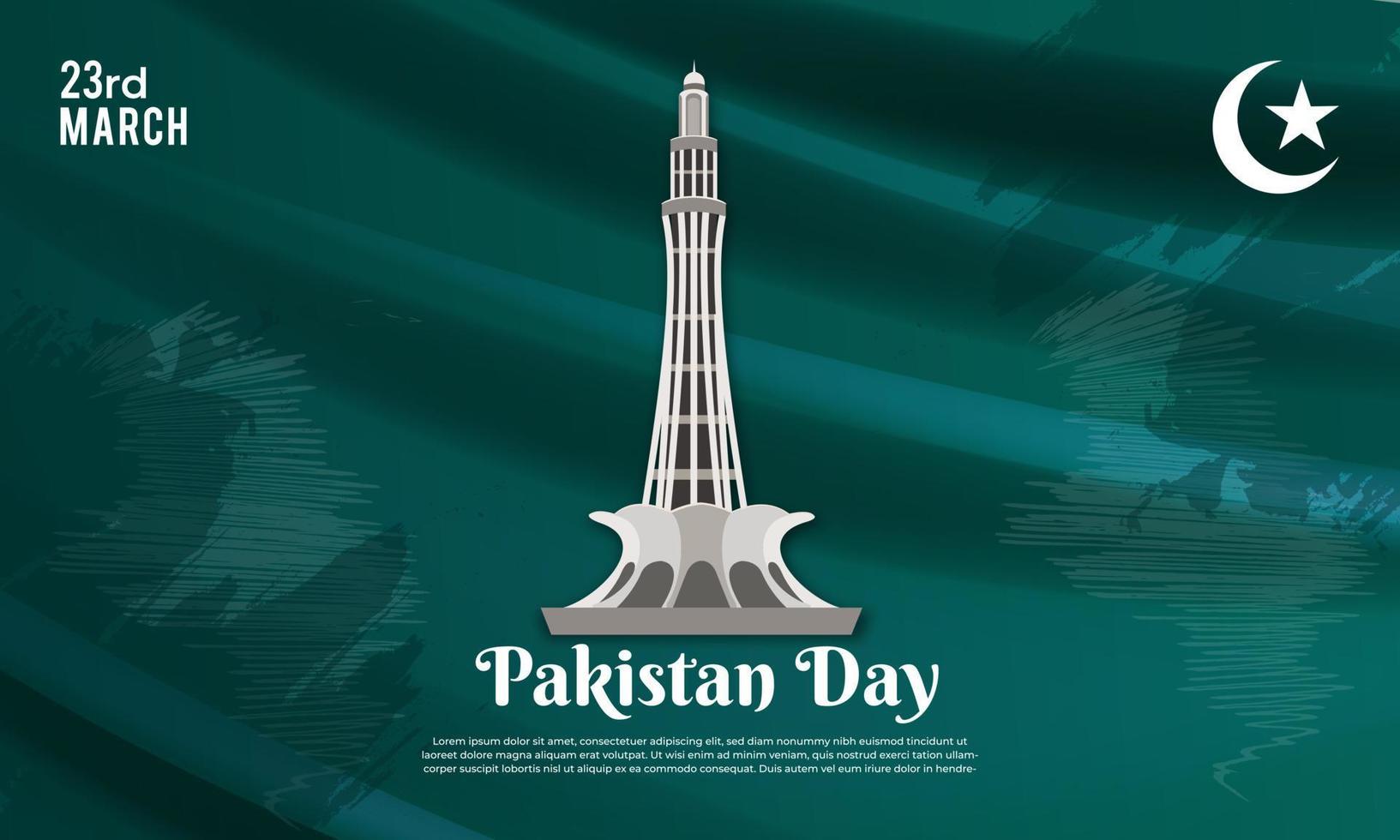 Happy pakistan day March 23 background for greeting card, poster and banner vector illustration