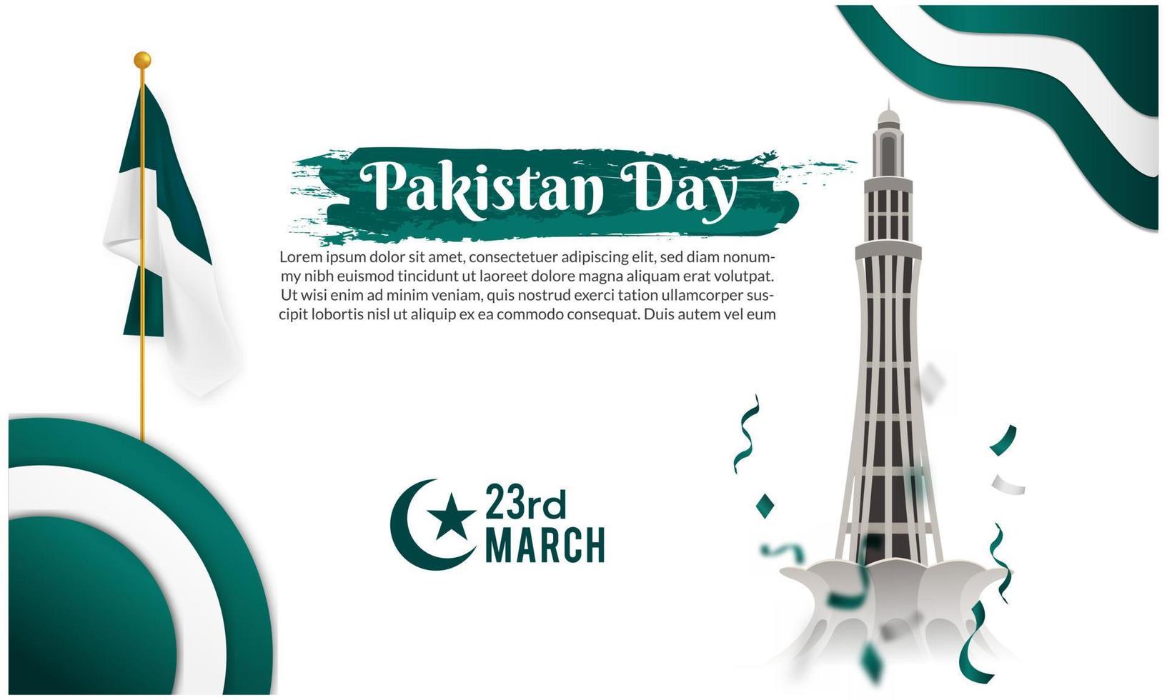 Happy pakistan day March 23 background for greeting card, poster and banner vector illustration