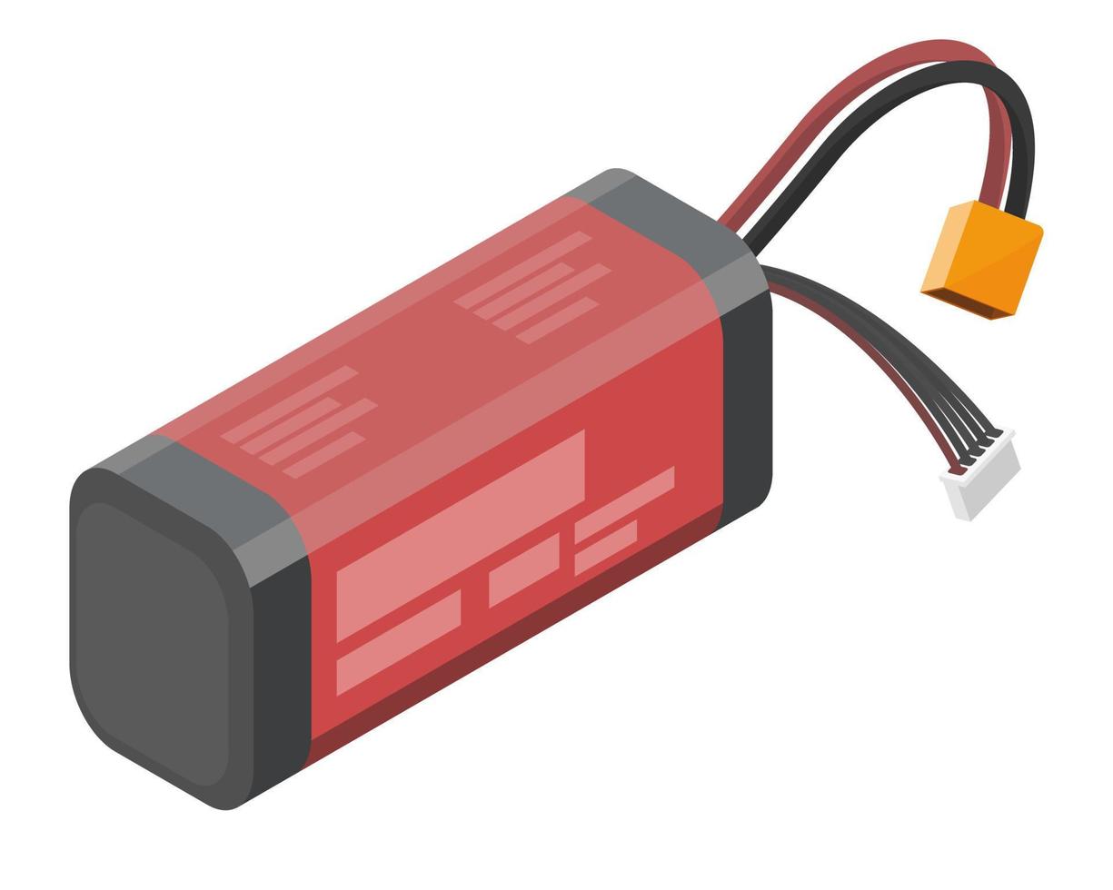 lipo batería litio polímero fpv zumbido y coche y barco pasatiempo rc juguete productos para radio controlar juguete batería ilustración isométrica aislado vector