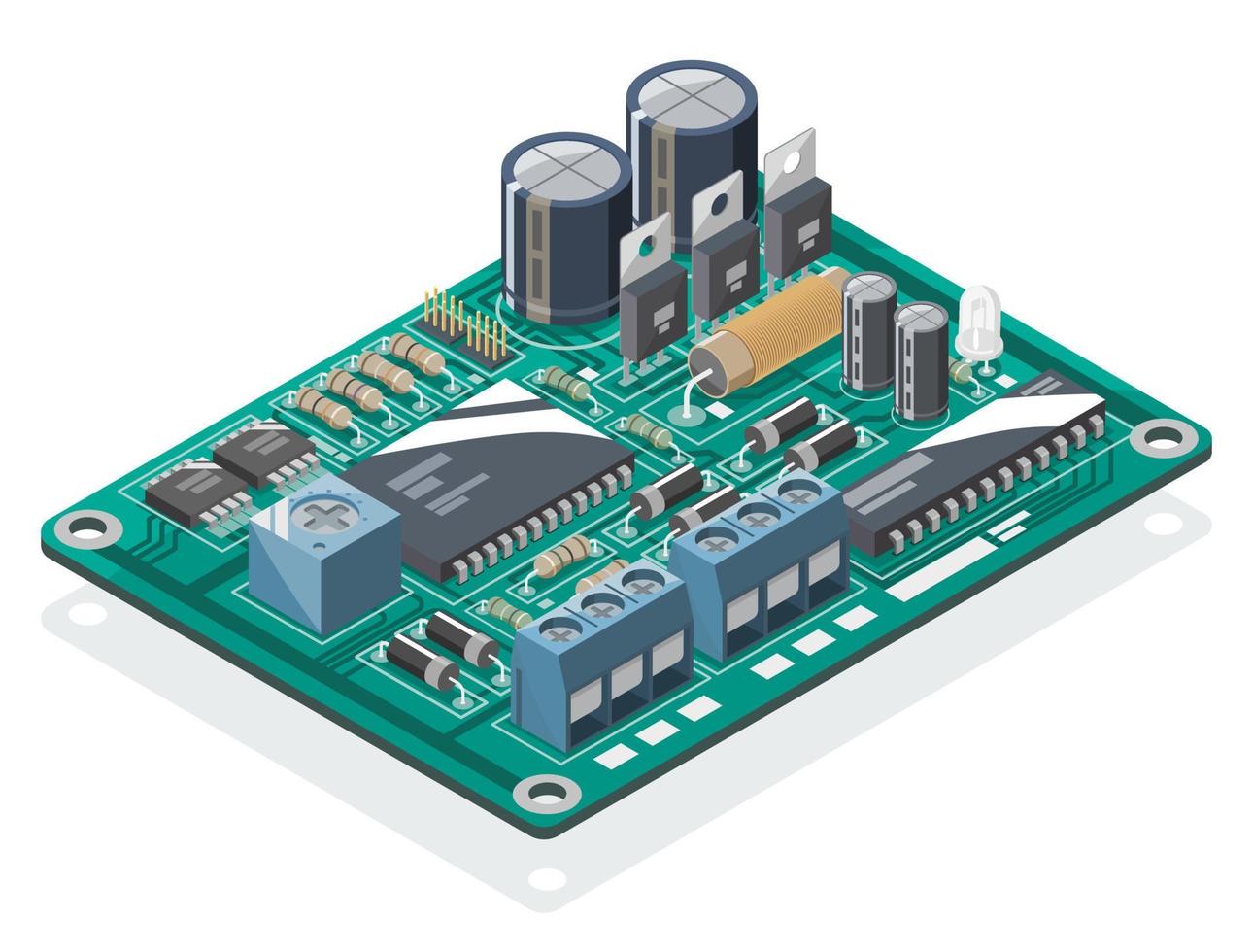 básico electrónico componentes circuito Ingenieria diseño símbolos aprendizaje concepto isométrica semiconductor ilustración isométrica aislado vector