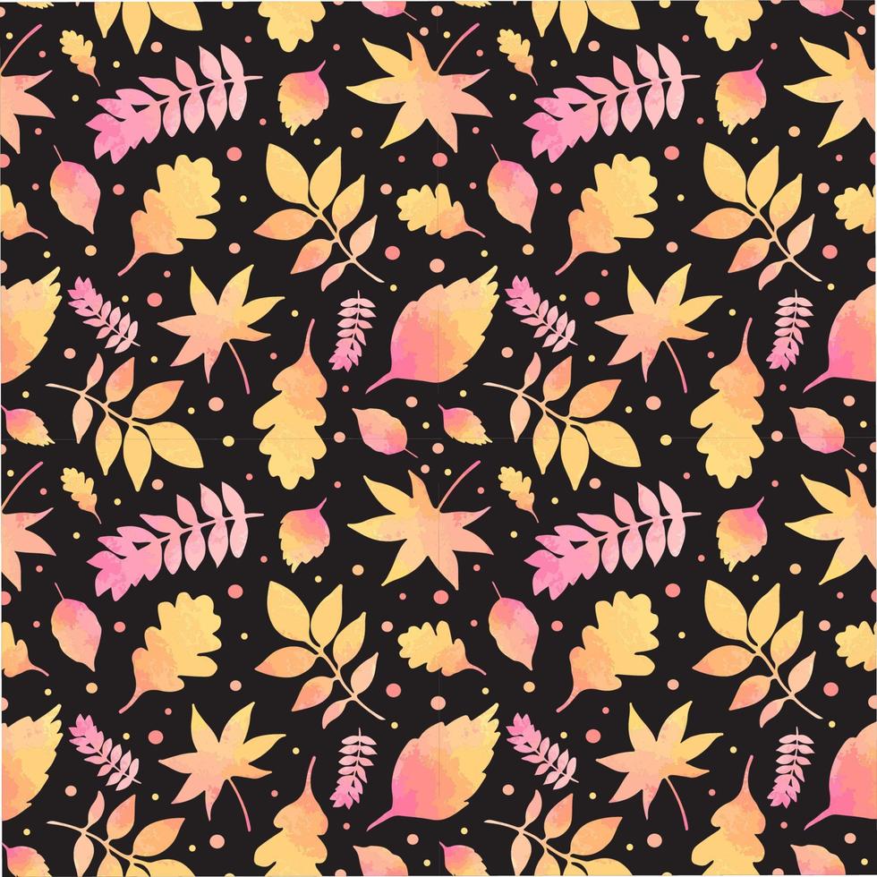 Seamless pattern with watercolor autumn leaves. vector illustration