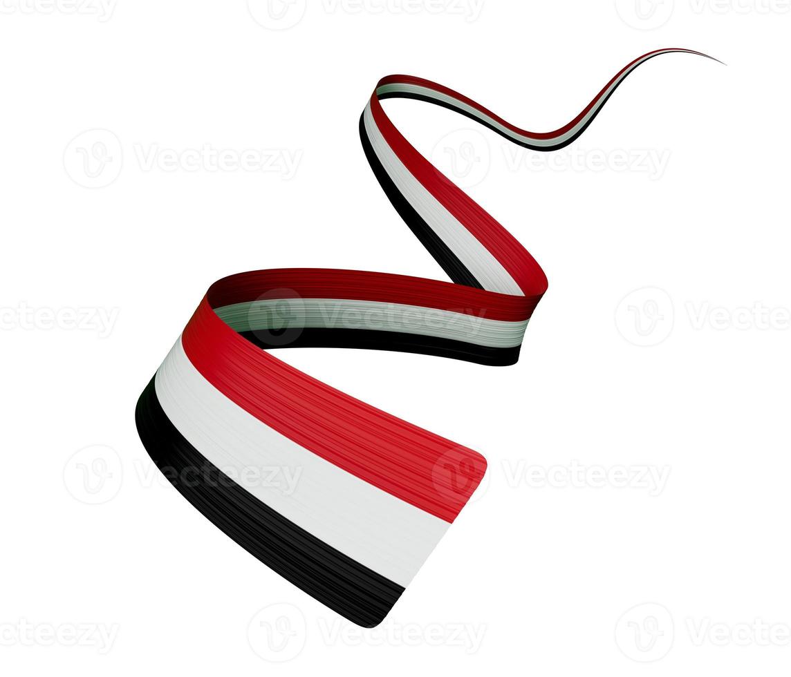 3d Flag of Syria Country, 3d Wavy Ribbon flag of Syria isolated on White Background, 3d illustration photo