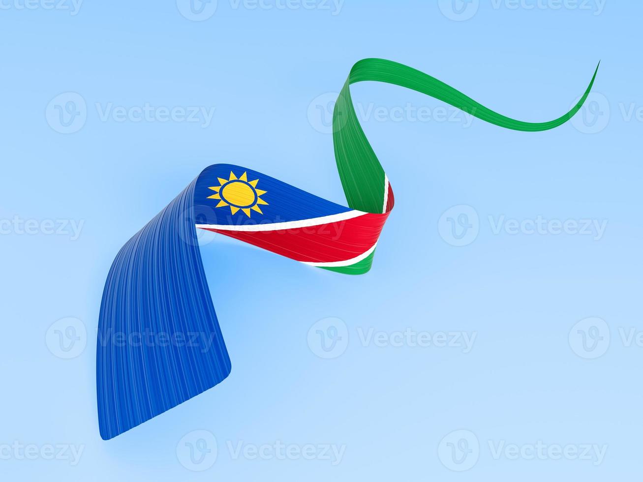 3d Flag of Namibia Country, 3d Wavy Ribbon isolated on blue Background, 3d illustration photo