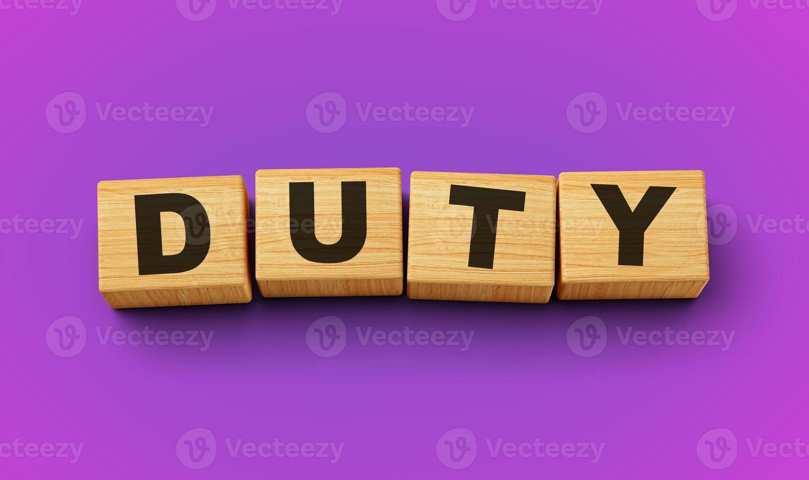Duty Text On Wooden Blocks Isolated On Purple Background 3d Duty Text On Wooden Blocks Isolated On Purple Background 3d