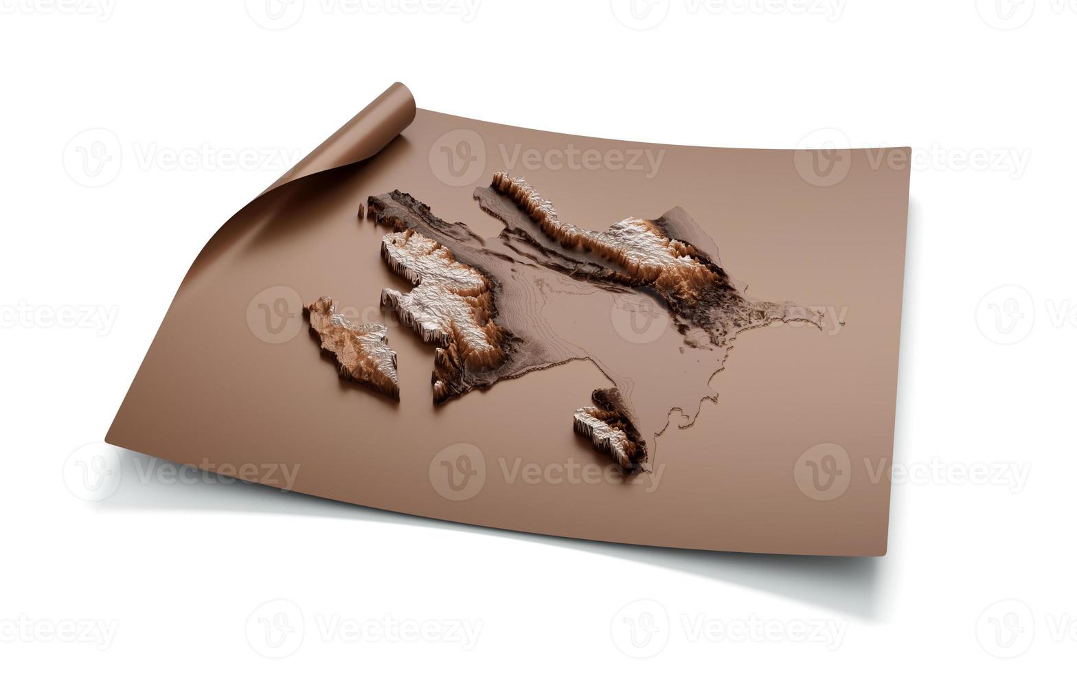 Map Of Azerbaijan Old Style Brown On Unrolled Map Paper Sheet, 3D illustration photo