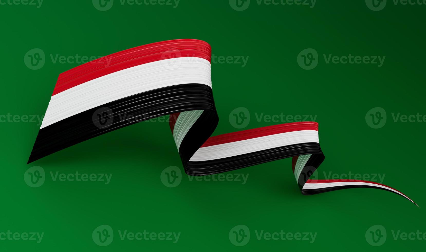3d Flag of Syria Country, 3d Wavy Ribbon Flag of Syria on Green Background, 3d illustration photo