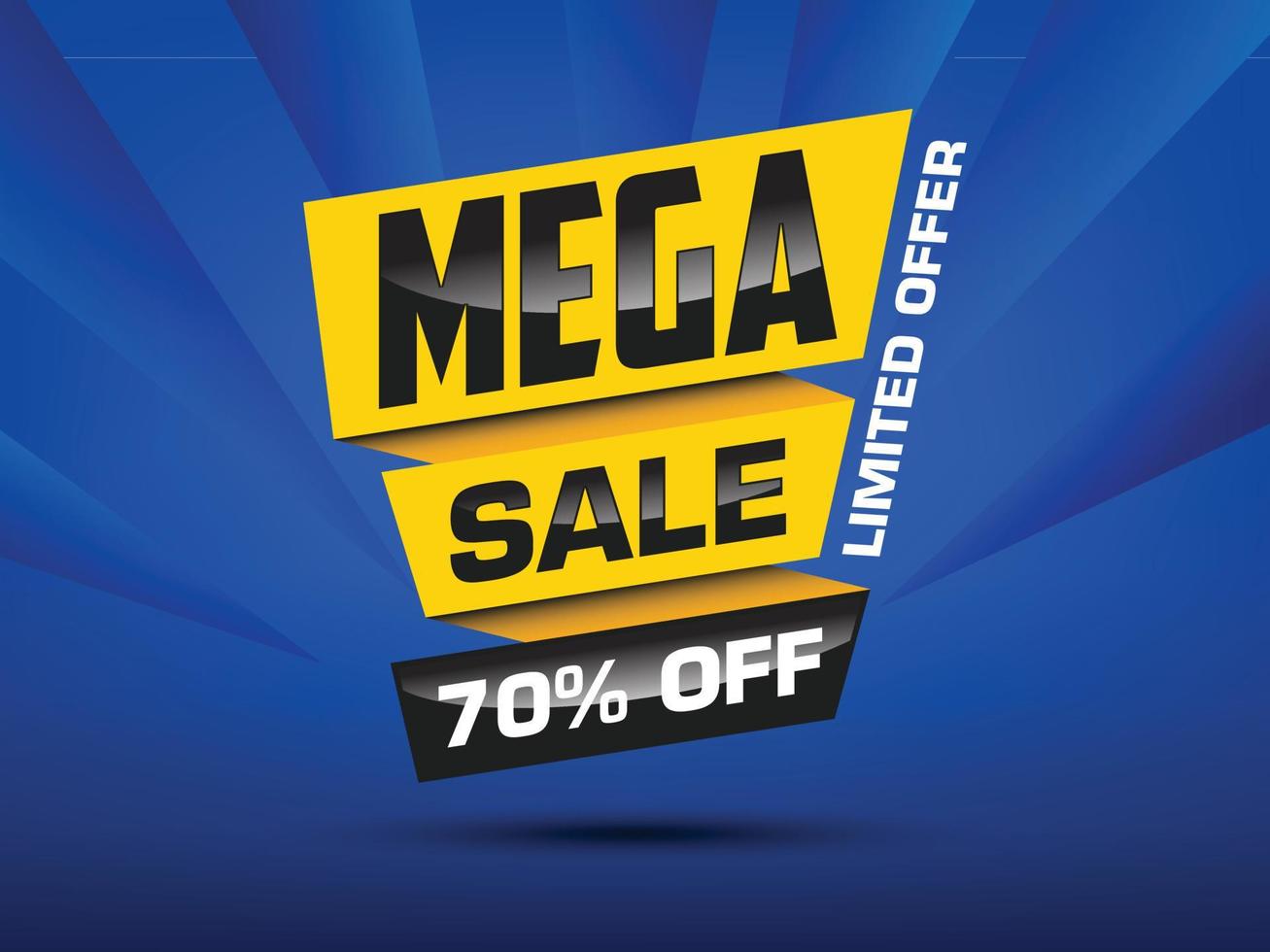 Promotion banner design, discount deal offer, marketing sales illustration with text Mega Sale. vector