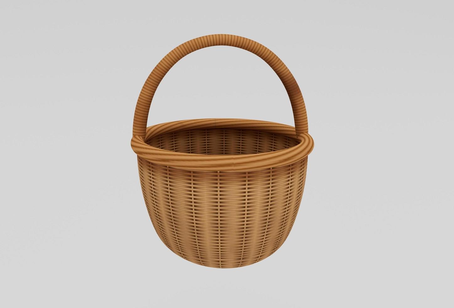 de madera mimbre cesta 3d representación en blanco antecedentes mínimo 3d ilustración foto