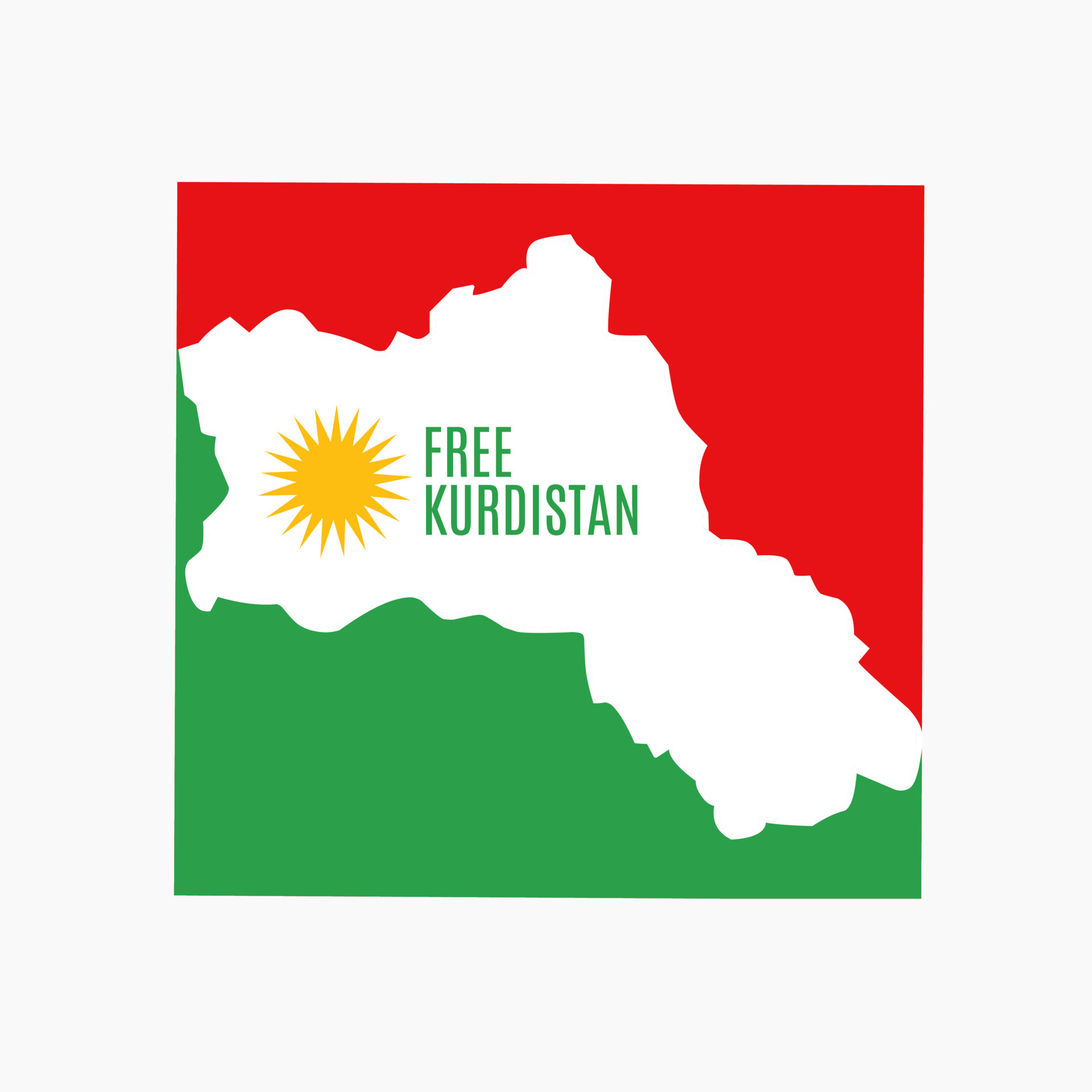 Karte von Kurdistan. Flagge von Kurdistan: Stock-Vektorgrafik