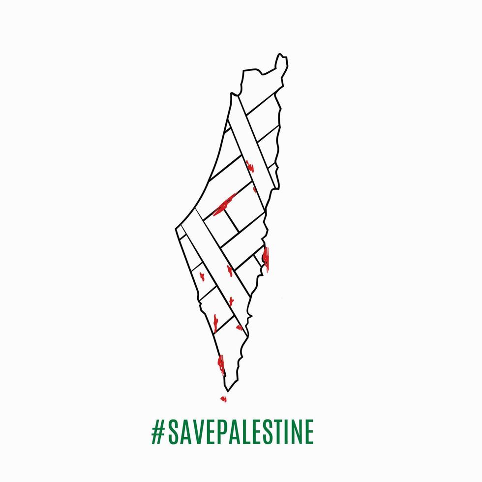ilustración vector de salvar palestina, palestina mapa con vendaje Perfecto para imprimir, etc.