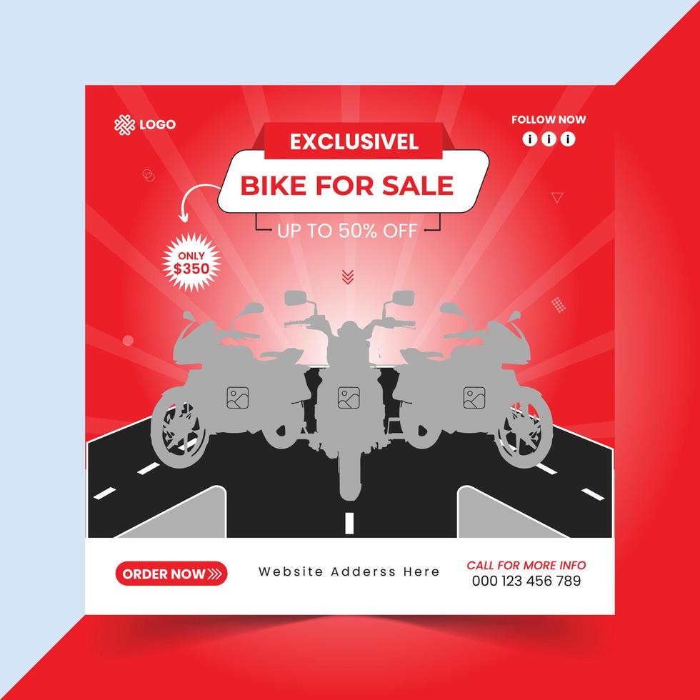 Bike sale promotion social media post design vector