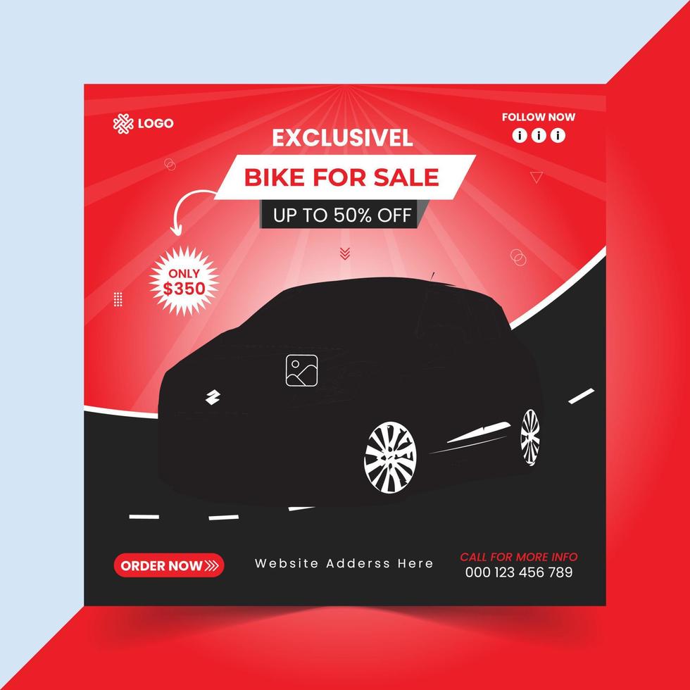 Car sale promotion social media post template vector