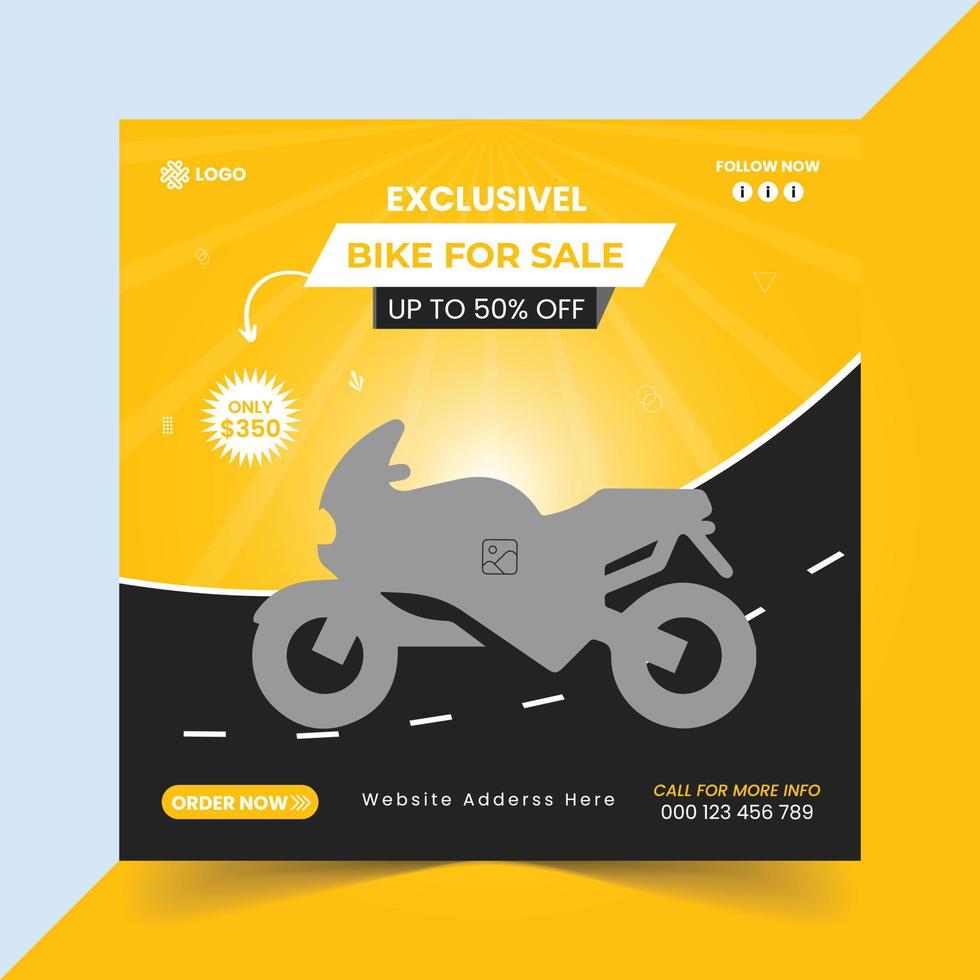 Bike sale promotion social media post design vector