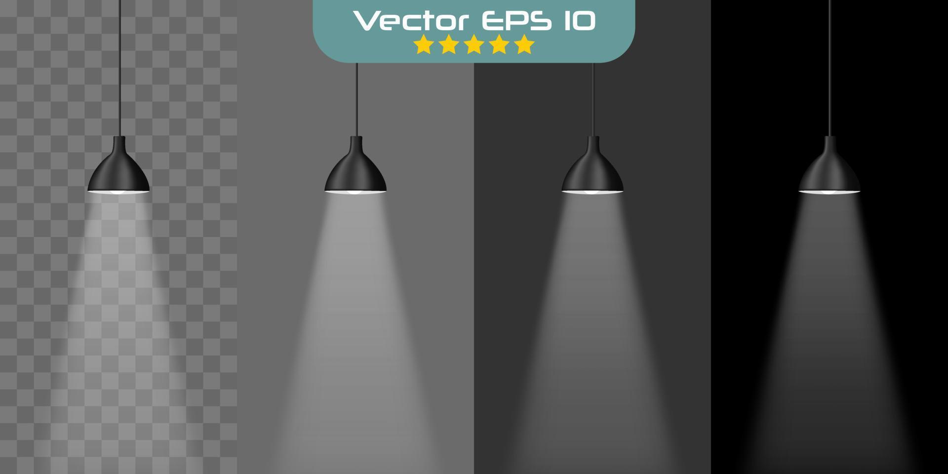 Aesthetic interior. Realistic ceiling lamp vector illustration with transparent, light and dark background