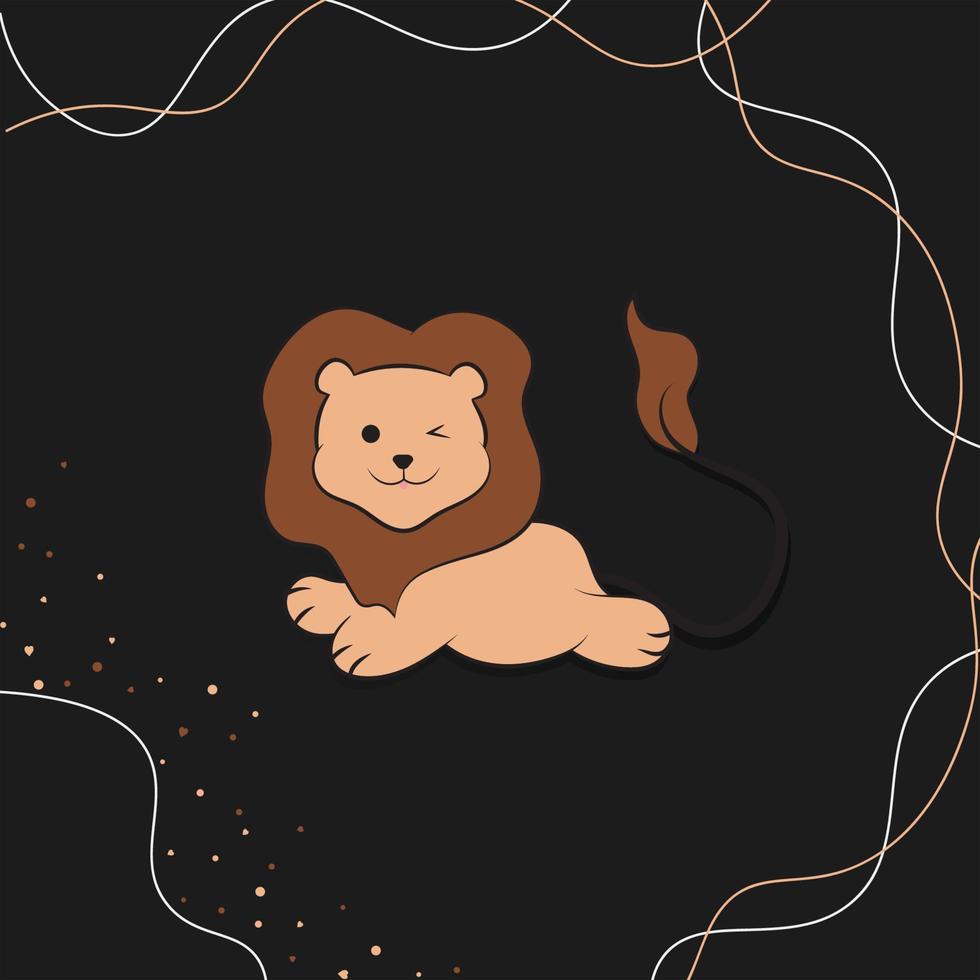 linda león en madera dibujos animados ilustración vector