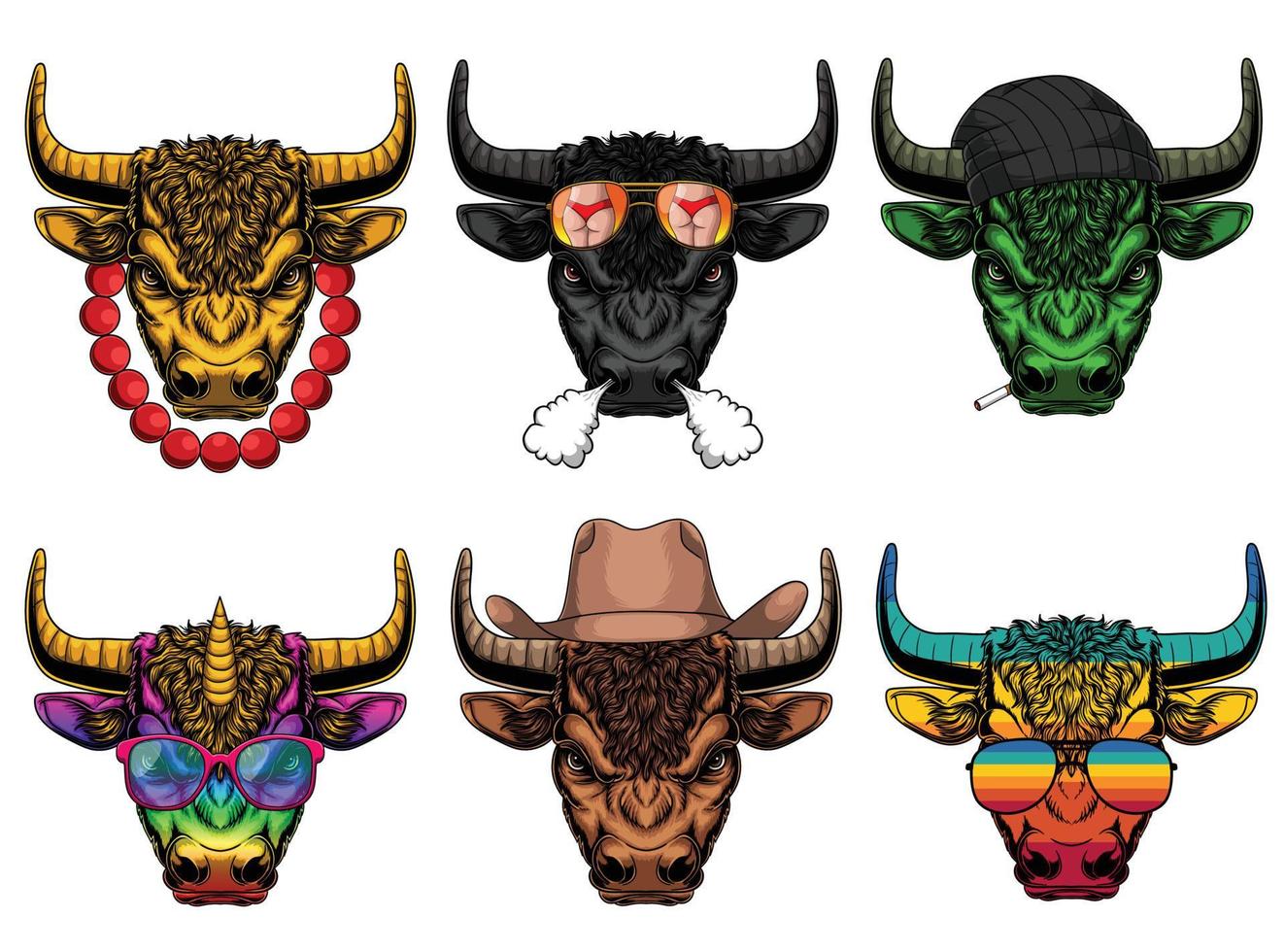 Bull fashion set collection vector