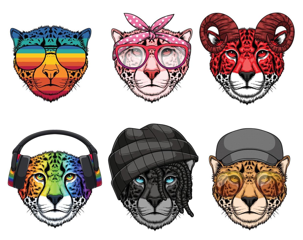 Cheetah fashion set collection vector