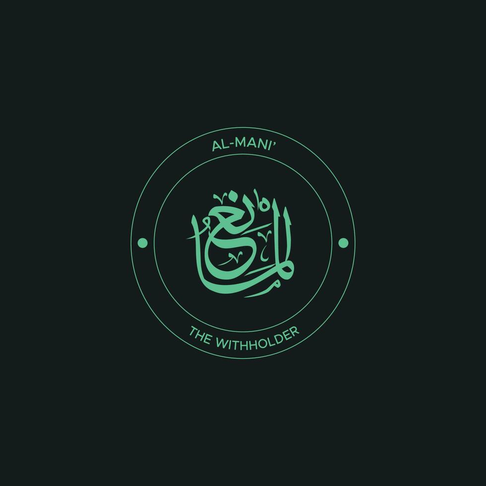 Allah's Name with meaning in Arabic Calligraphy Style vector