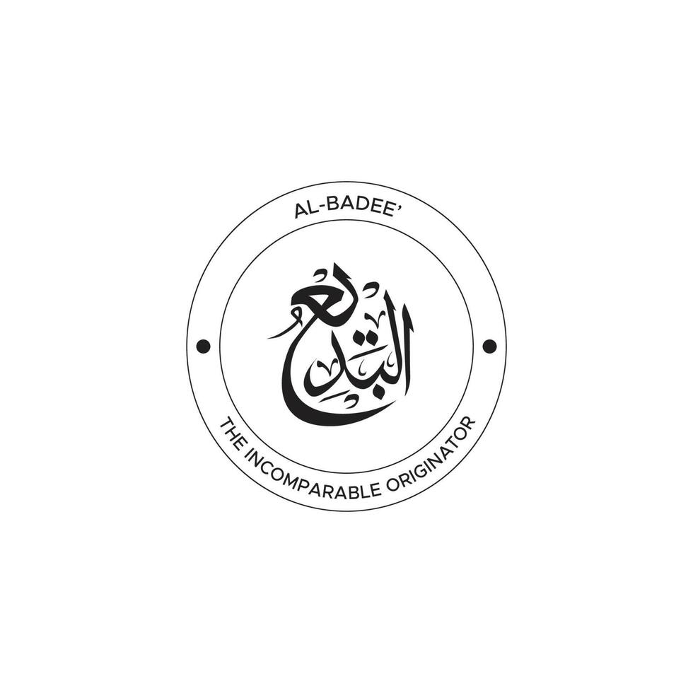 Allah's Name with meaning in Arabic Calligraphy Style vector