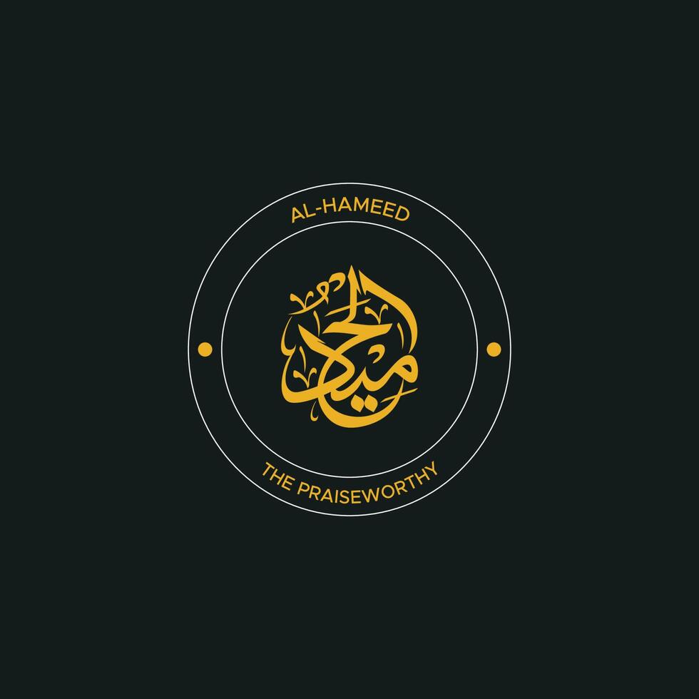 Allah's Name with meaning in Arabic Calligraphy Style vector